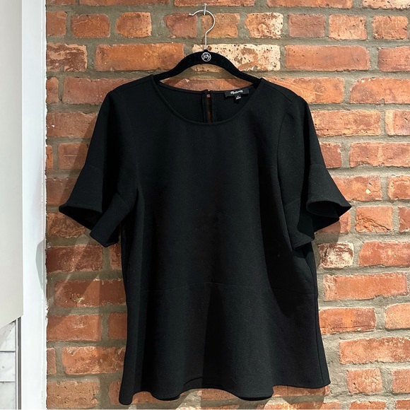 Madewell Flutter Sleeve Peplum Top - Picture 1 of 3